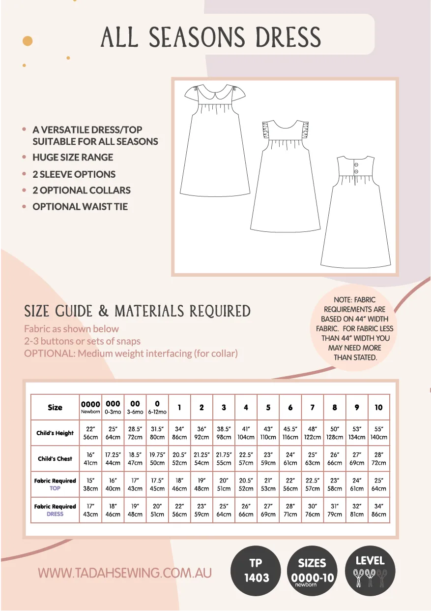 All Seasons Dress & Top Sewing Pattern