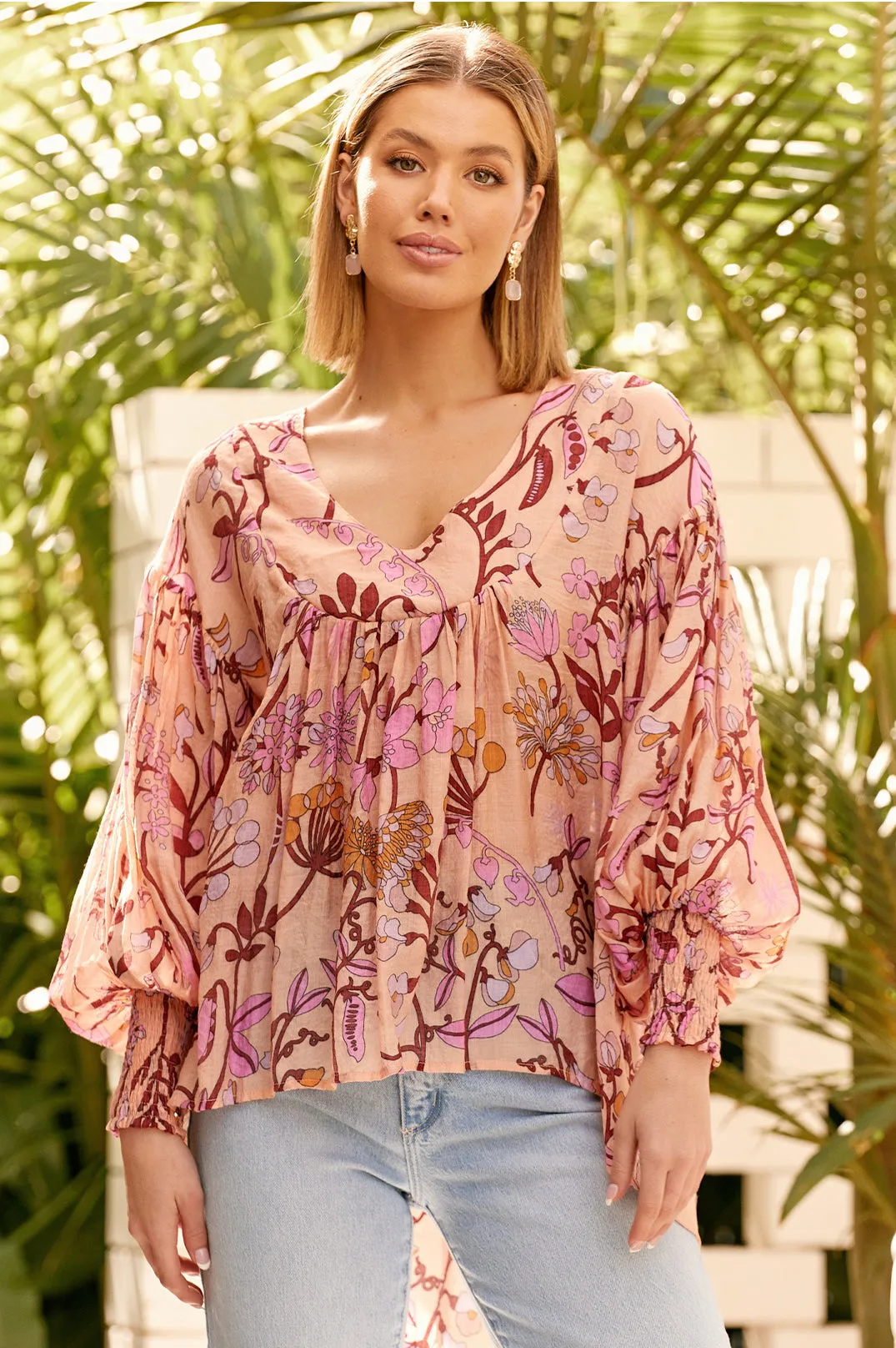 Annie Sheer Floral Print Top