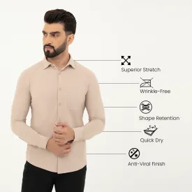 Beige Workday Shirt with Raglan Sleeves
