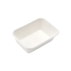 Biodegradable Sugar Cane Takeaway 350ml Meal Container Bowl Rectangle White 10pack