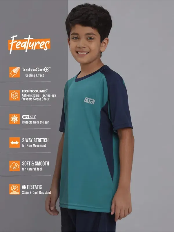 Boys Colorblock Slim Fit Crew Neck T-shirt with TECHNO COOL 