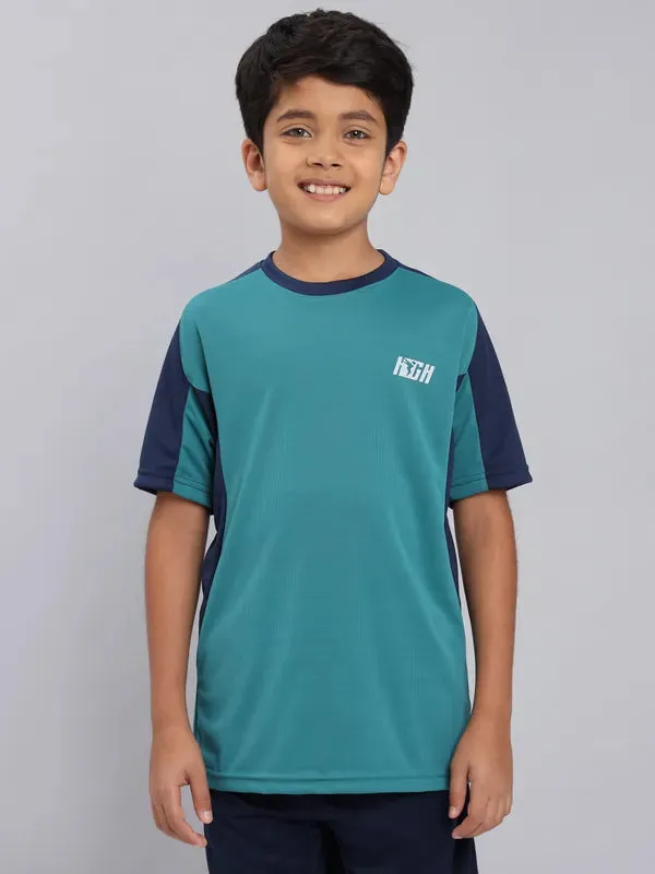 Boys Colorblock Slim Fit Crew Neck T-shirt with TECHNO COOL 