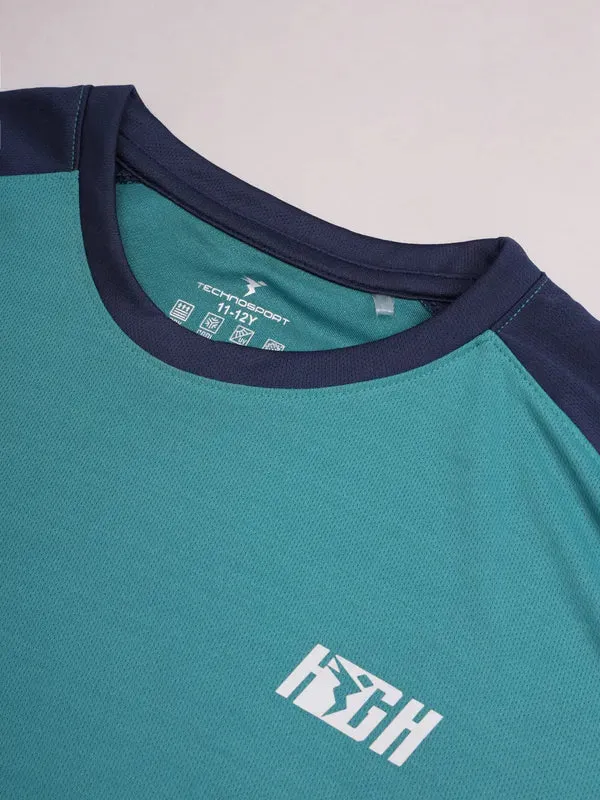 Boys Colorblock Slim Fit Crew Neck T-shirt with TECHNO COOL 