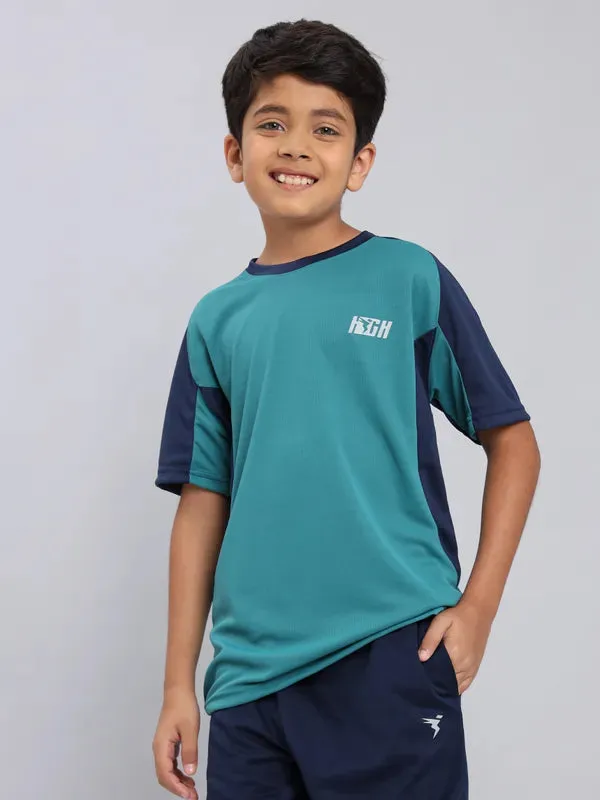 Boys Colorblock Slim Fit Crew Neck T-shirt with TECHNO COOL 