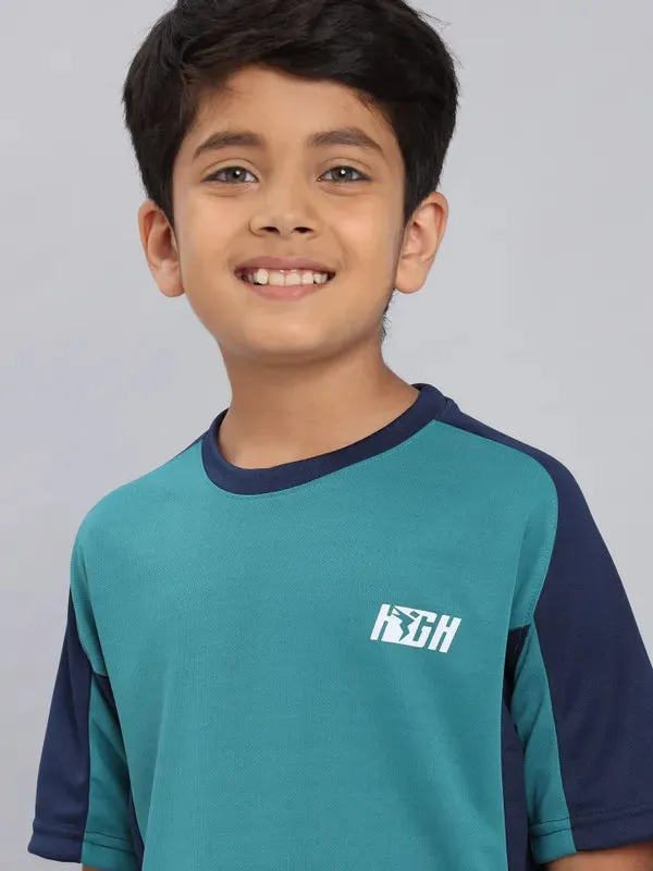 Boys Colorblock Slim Fit Crew Neck T-shirt with TECHNO COOL 