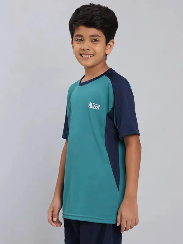 Boys Colorblock Slim Fit Crew Neck T-shirt with TECHNO COOL 