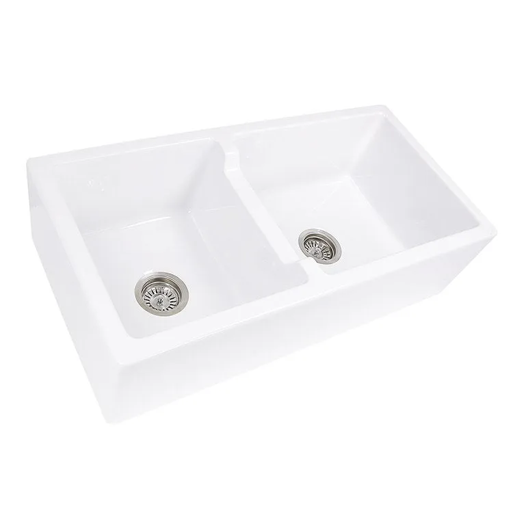 Cape 35.5" 60/40 Double Bowl Farmhouse Fireclay Kitchen Sink