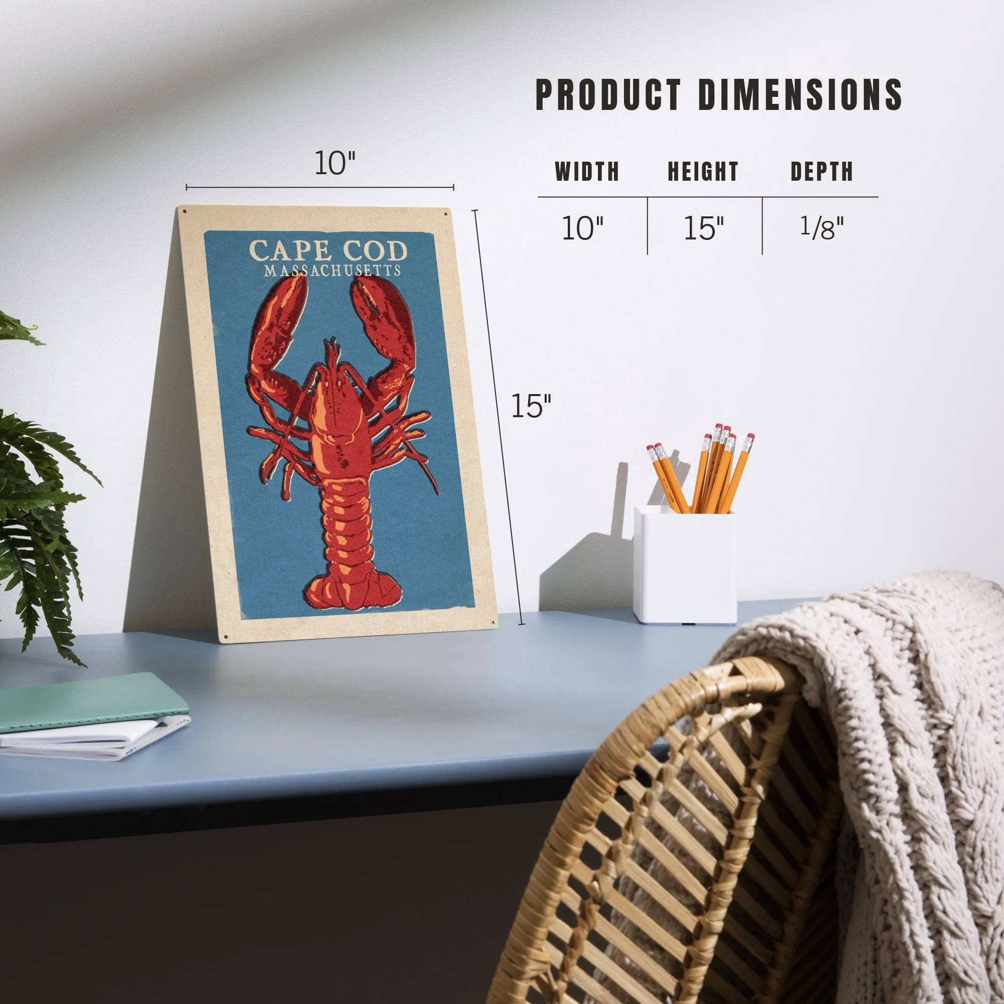 Cape Cod, Massachusetts, Lobster Woodblock, Lantern Press Artwork, Wood Signs and Postcards