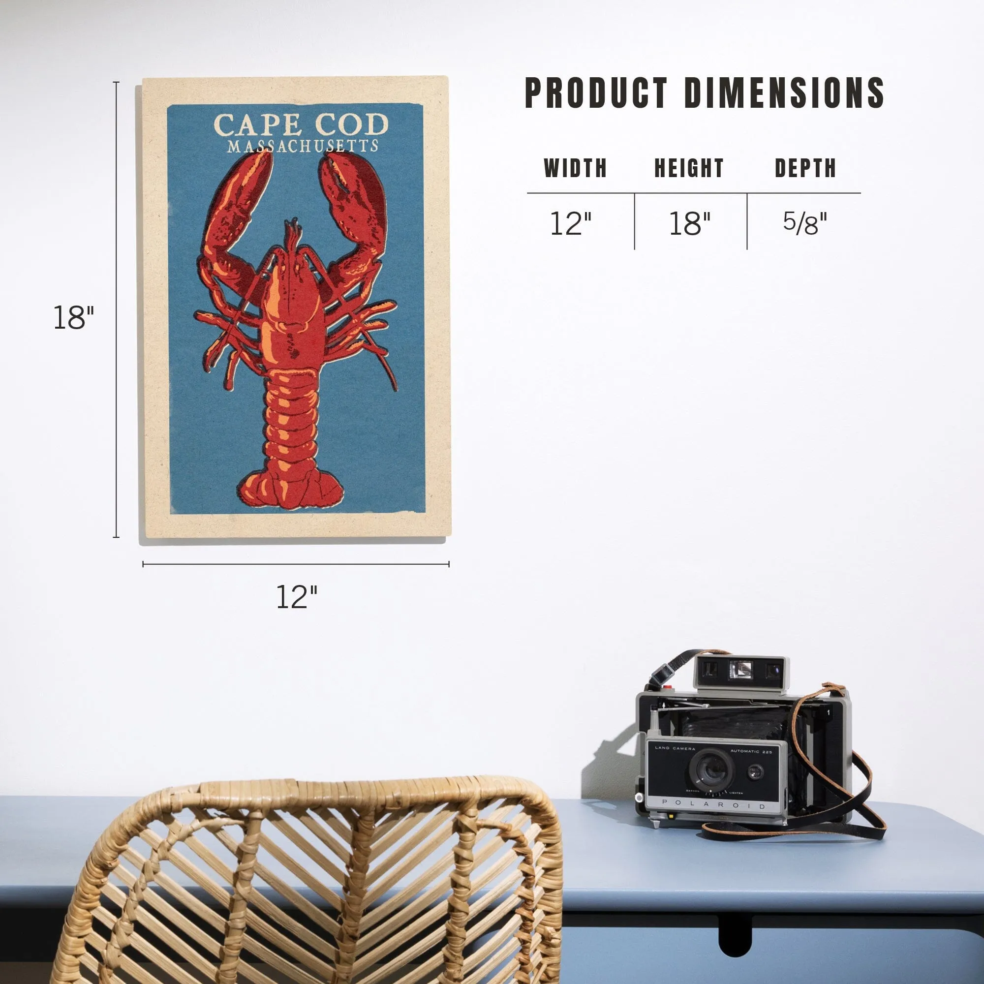 Cape Cod, Massachusetts, Lobster Woodblock, Lantern Press Artwork, Wood Signs and Postcards