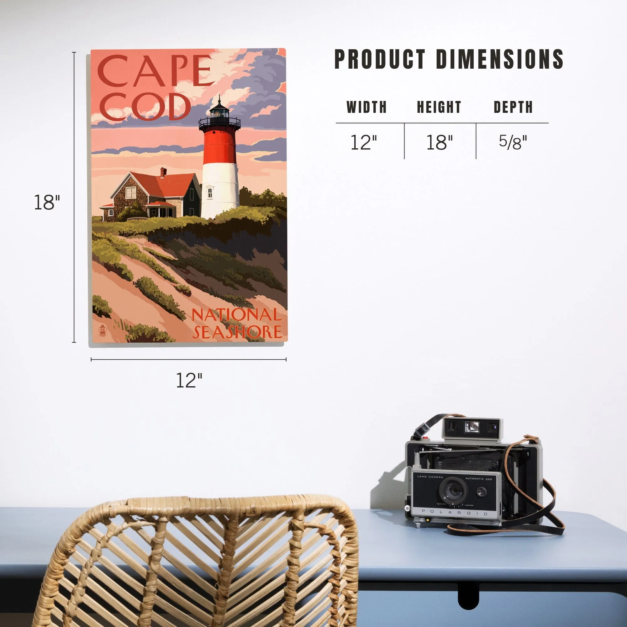 Cape Cod National Seashore, Massachusetts, Nauset Light & Sunset, Lantern Press Artwork, Wood Signs and Postcards