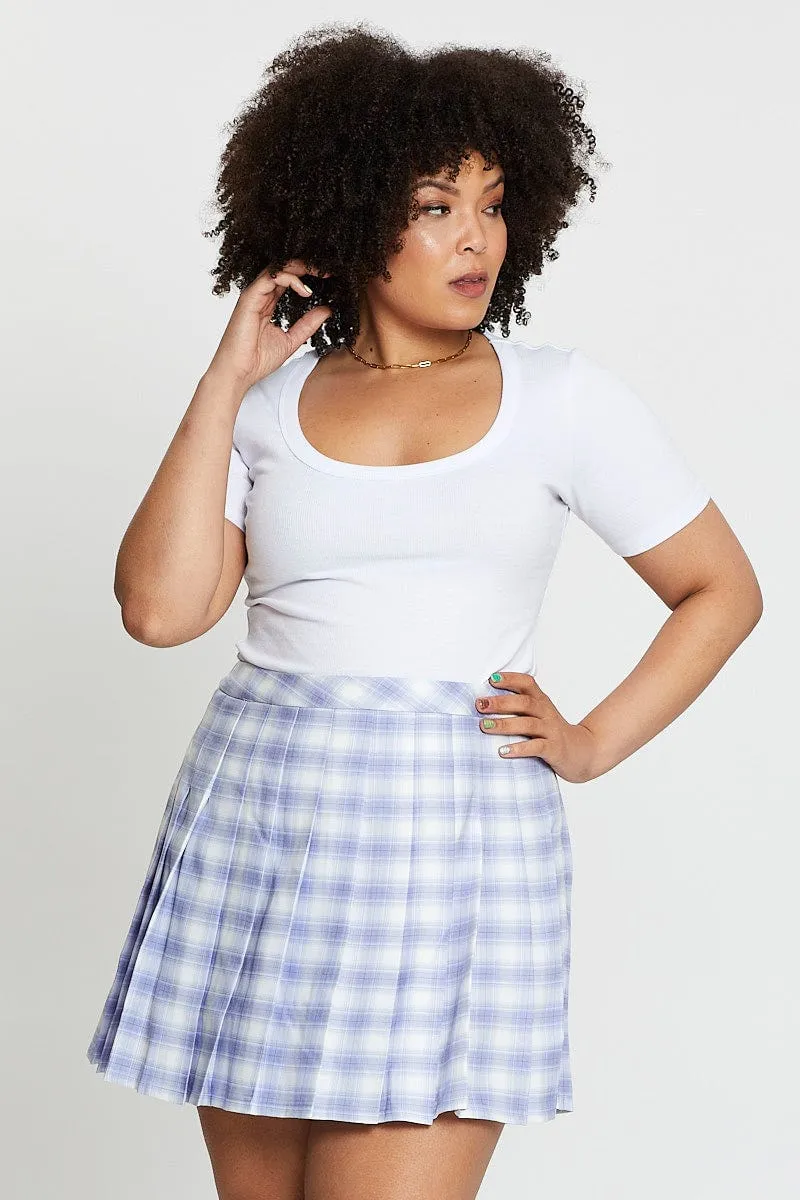 Check High Waist Tennis Skirt