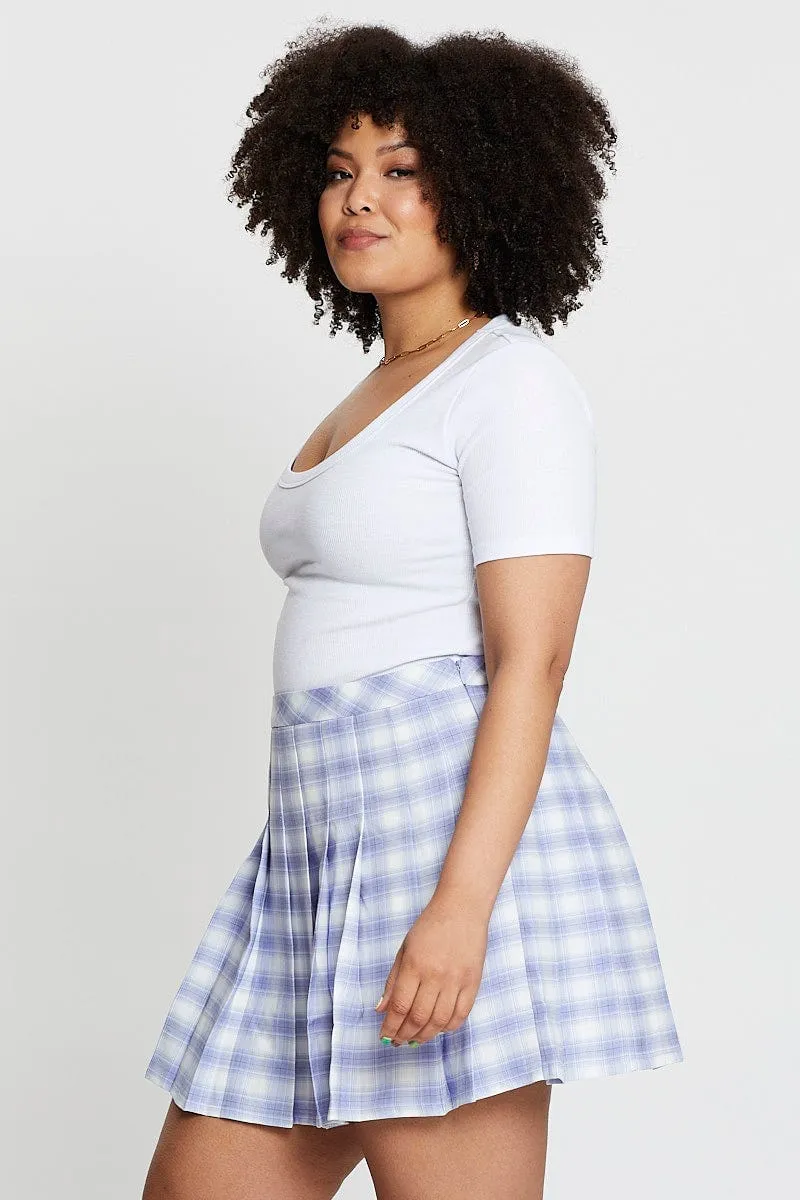 Check High Waist Tennis Skirt
