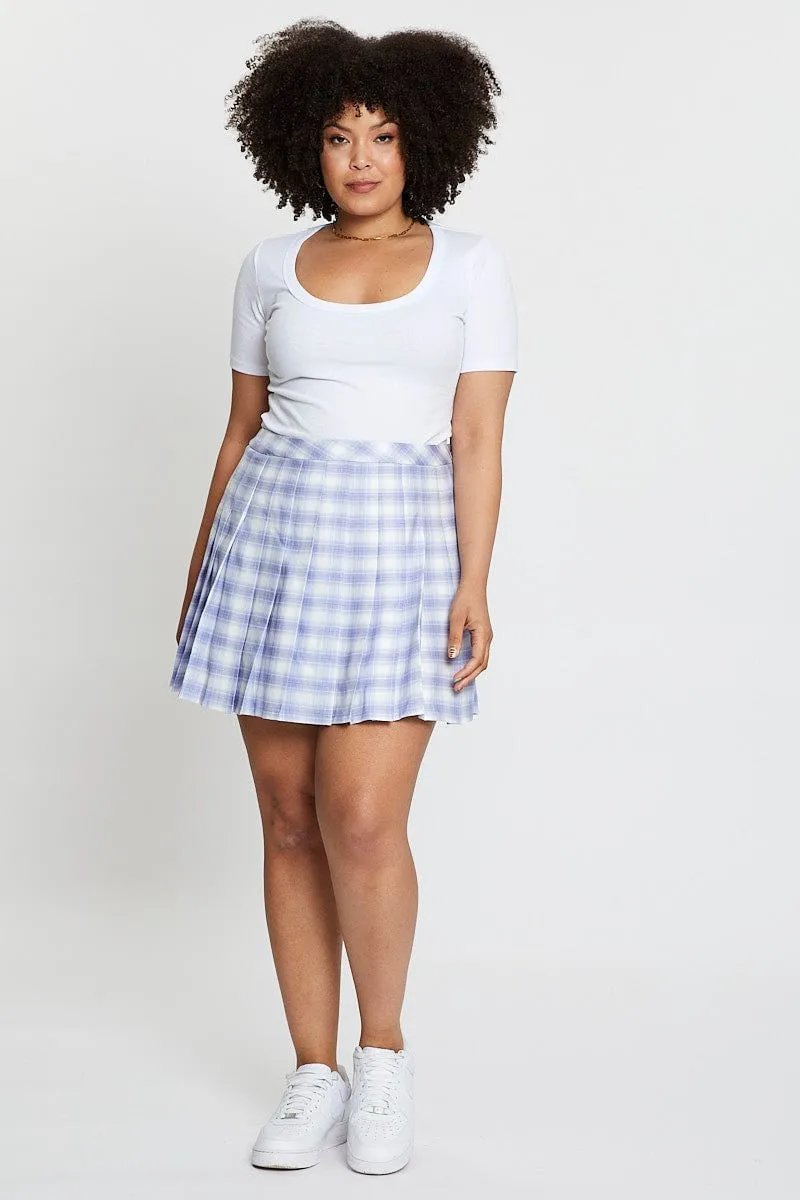 Check High Waist Tennis Skirt