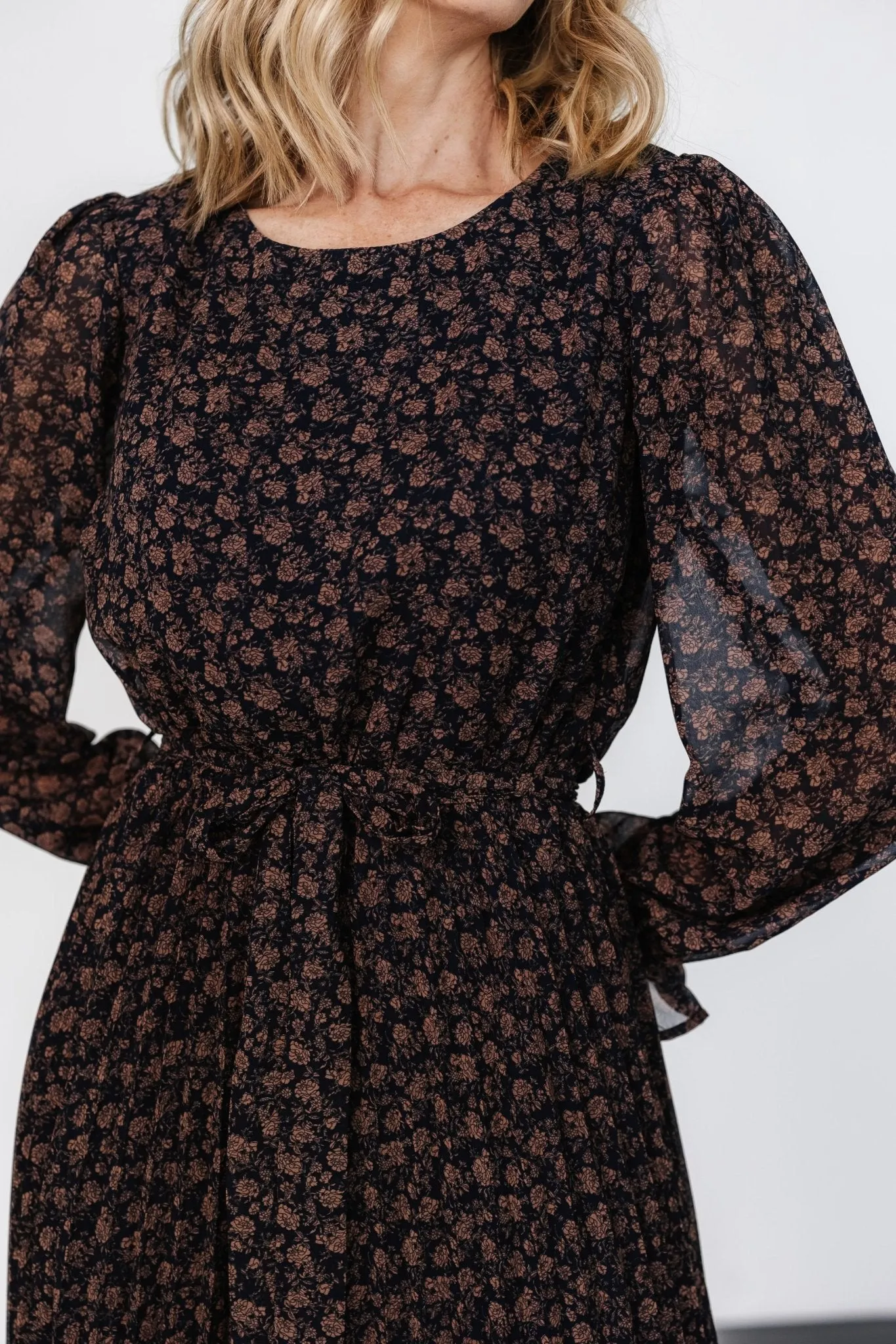 Edith Pleated Dress | Navy   Copper