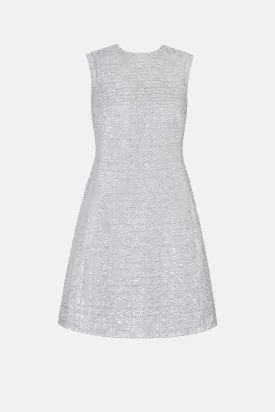 Emmy Dress In Silver Metallic Seersucker