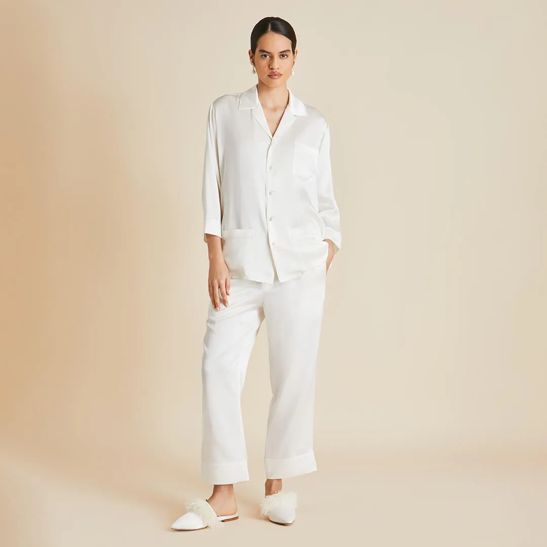 Fifi Ivory Pearl Pyjamas in Silk Satin