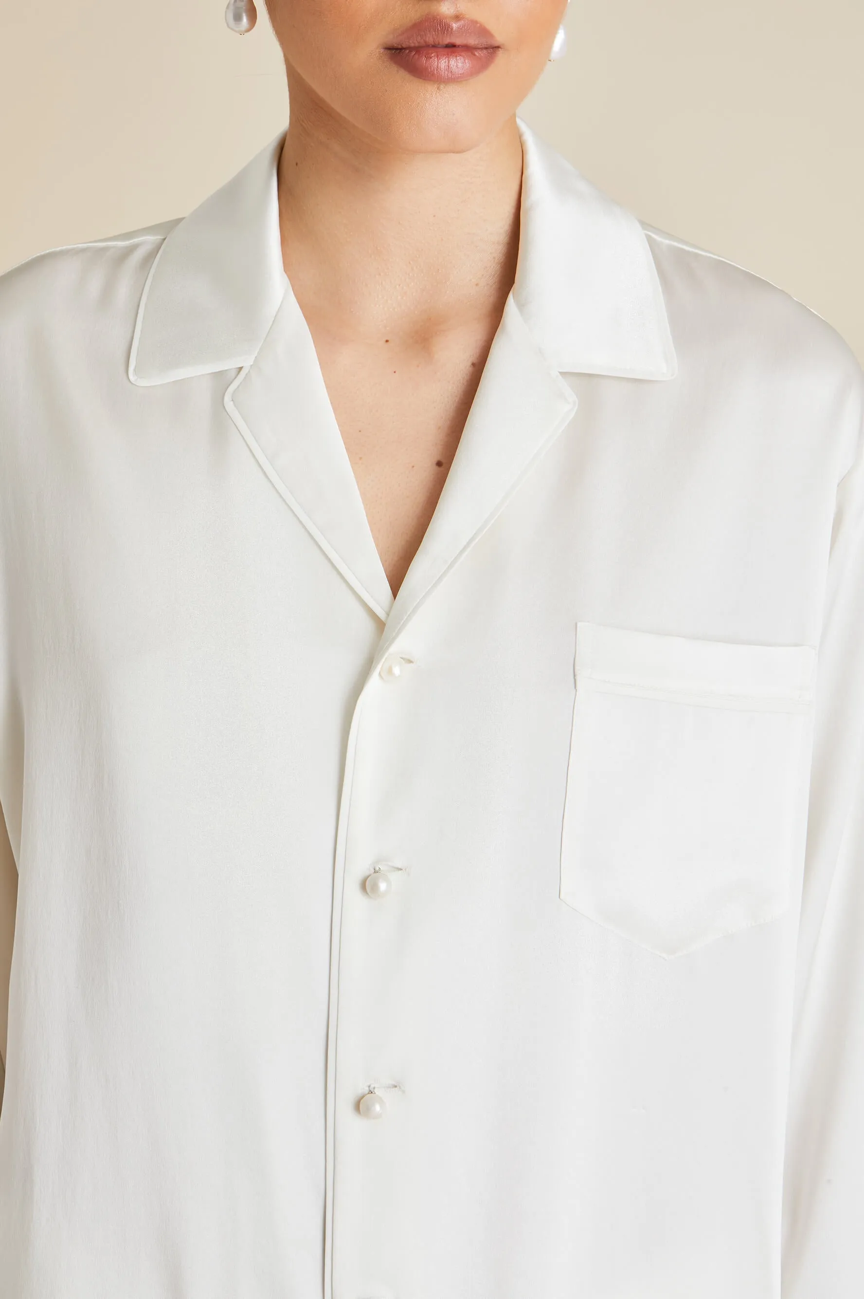 Fifi Ivory Pearl Pyjamas in Silk Satin