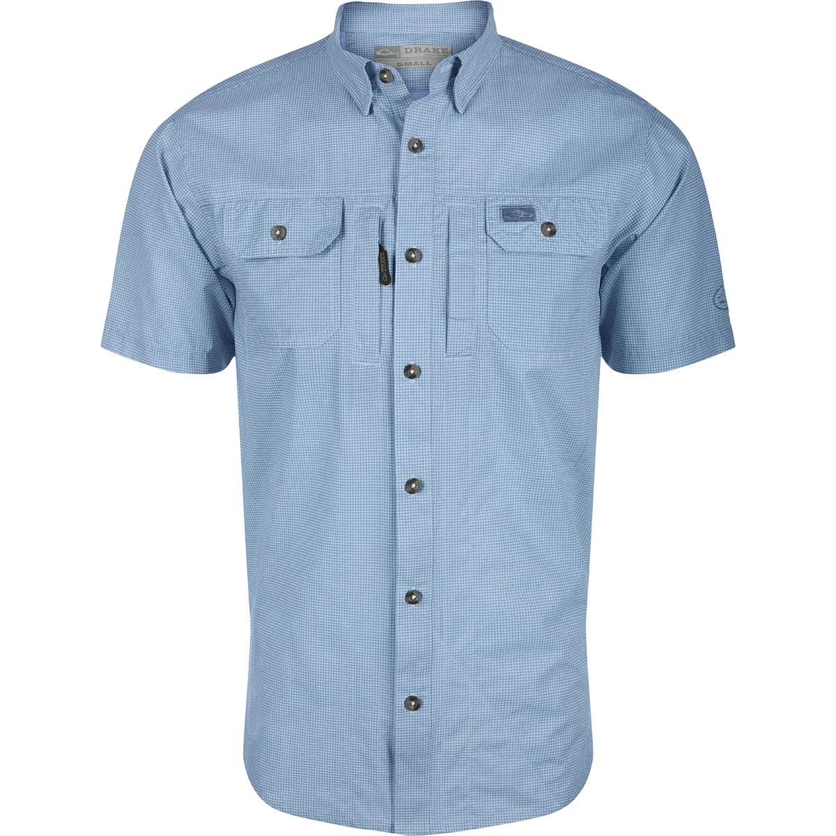 Frat Houndstooth Check Button-Down Short Sleeve Shirt
