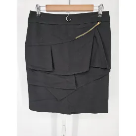 Larry Levine Womens Sz 6 Knee Length Pencil Skirt Black Ruffled Career