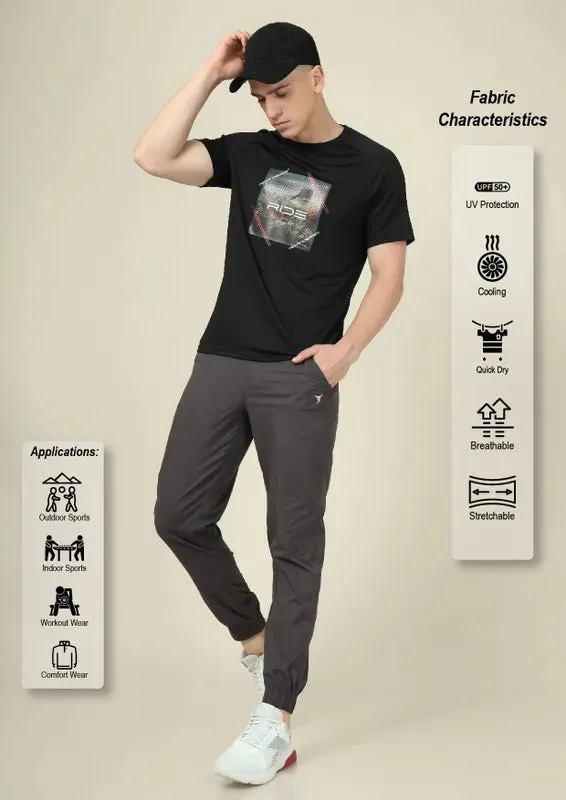 Men Graphic Printed Slim Fit Crew Neck T-shirt with TECHNO COOL 