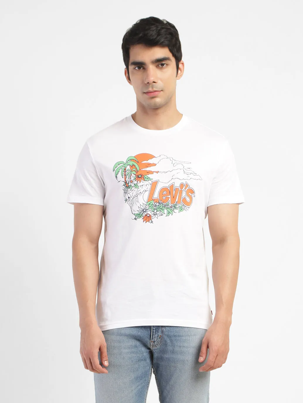 Men's Graphic Print Slim Fit T-shirt White