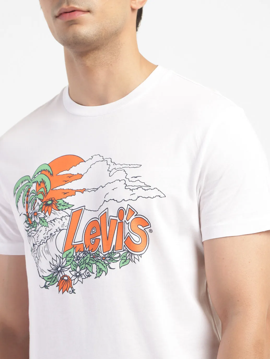 Men's Graphic Print Slim Fit T-shirt White