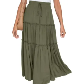 MOSHU Women's High Waist Midi Pleated Skirts