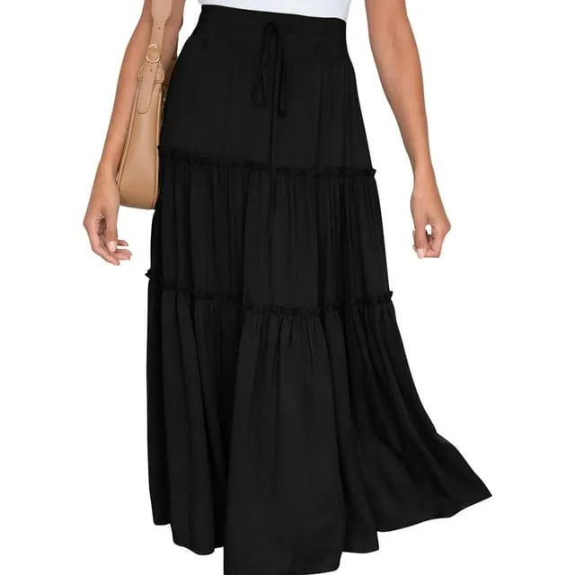 MOSHU Women's High Waist Midi Pleated Skirts