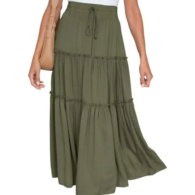 MOSHU Women's High Waist Midi Pleated Skirts