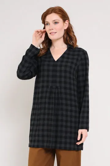 Nomads Textured Viscose Collard Tunic - Raven