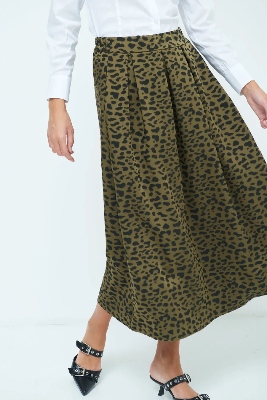 Printed pleated midi skirt wholesale