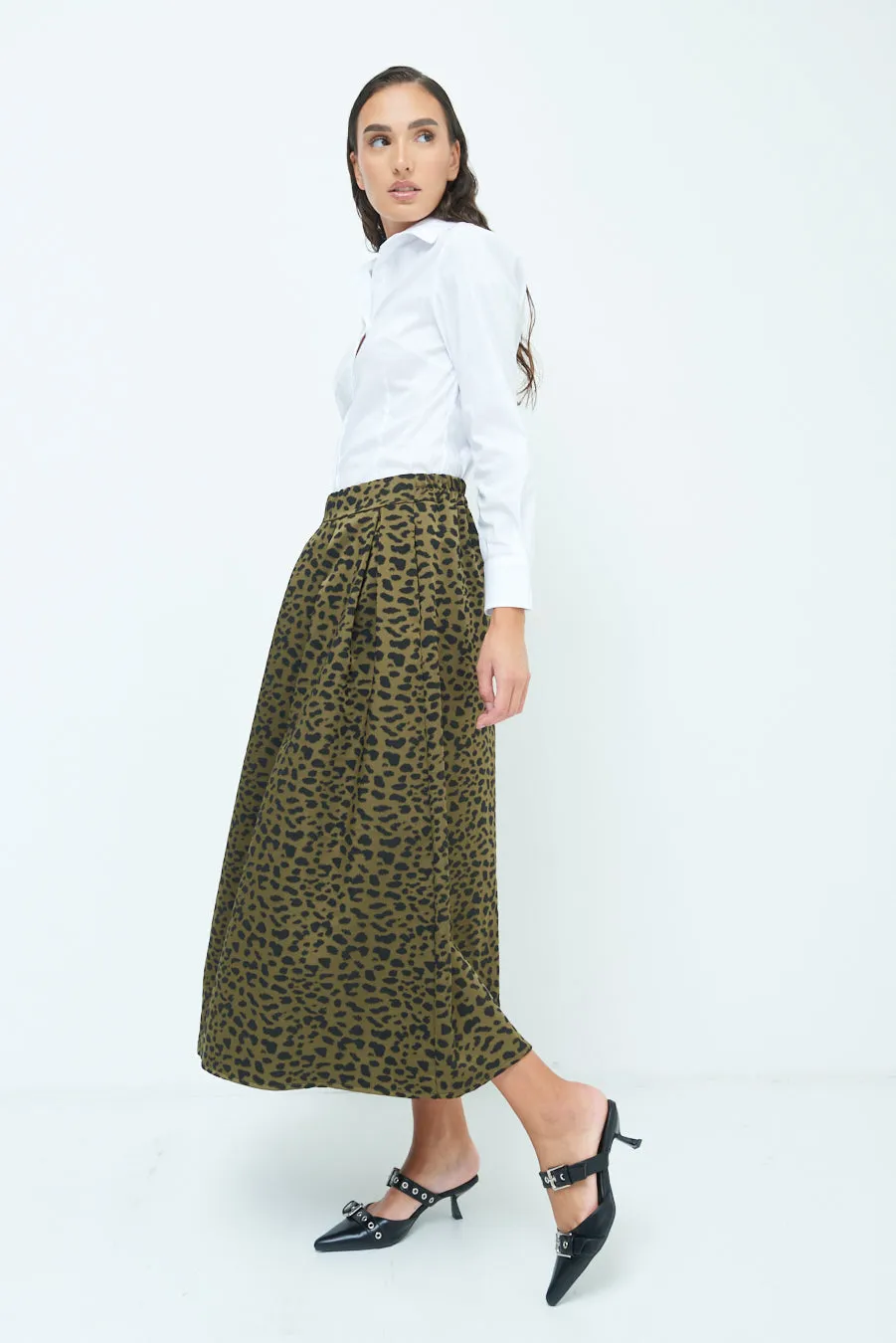 Printed pleated midi skirt wholesale