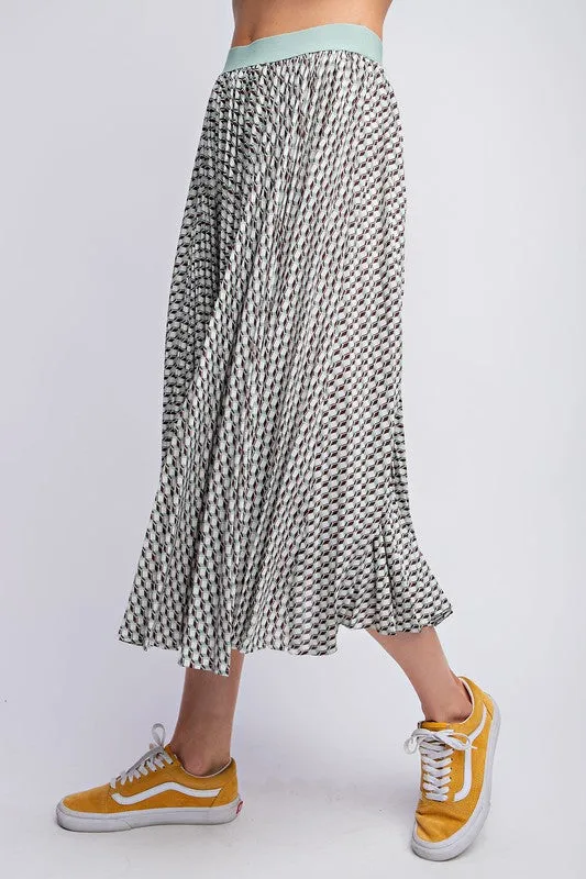 Sage Pleated Skirt