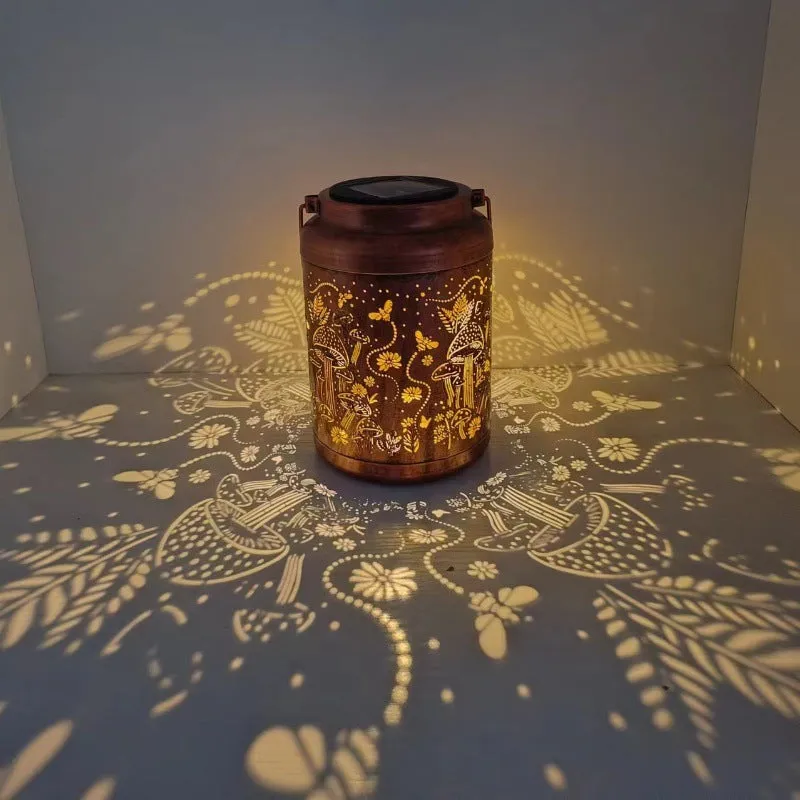 Solar Courtyard Lantern With Hollow Texture Projection