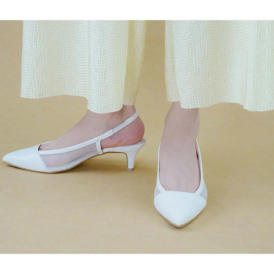 Sophisticated Kitten Heels White