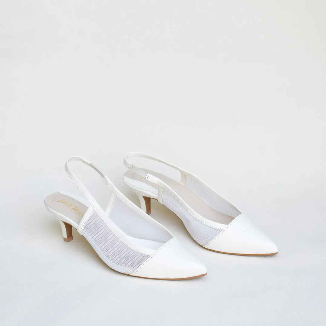 Sophisticated Kitten Heels White