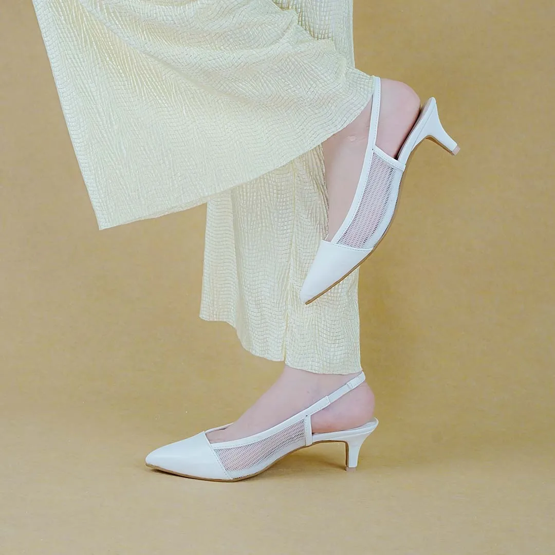 Sophisticated Kitten Heels White
