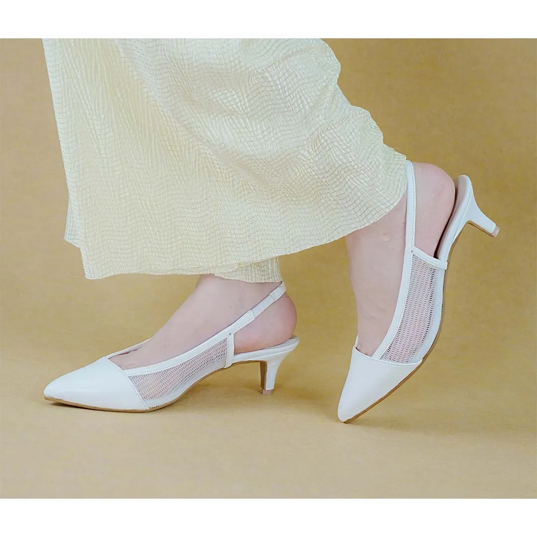 Sophisticated Kitten Heels White