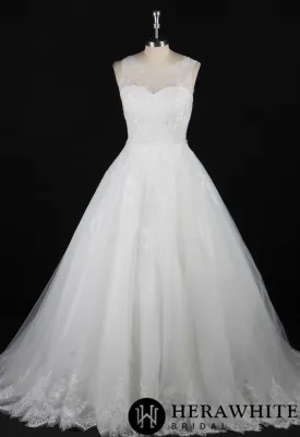 Strapless Lace Appliqués Beach Wedding Dress