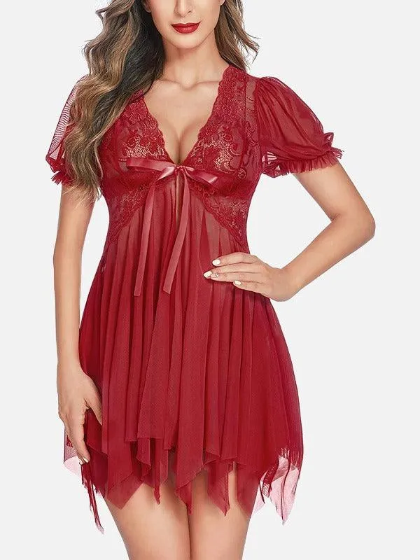 Women Net Babydoll Lingerie with G-string Panty Pack of 2