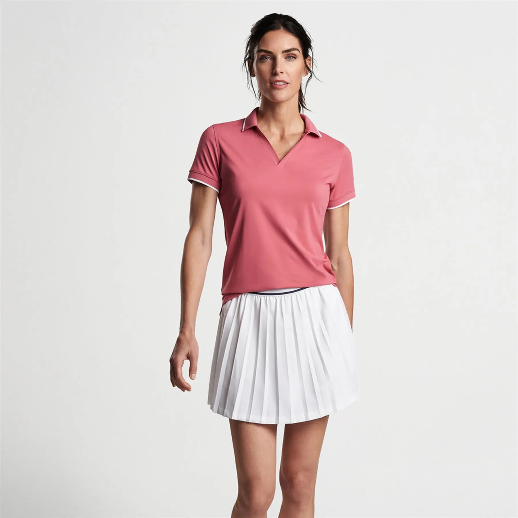 Womens Betty Drop V Polo Cape Red/ White - AW24